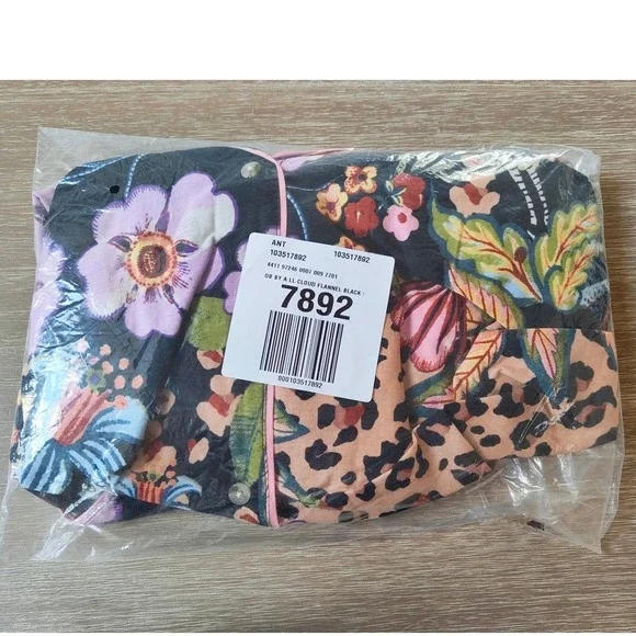 Anthropologie By All Cloud Flannel Black Pattern 1X New With Tags - Picture 2 of 4